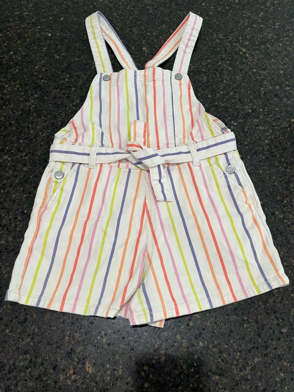 Jessica Simpson Striped Overalls Cotton Little Girls Jean Denim Shorts One Piece